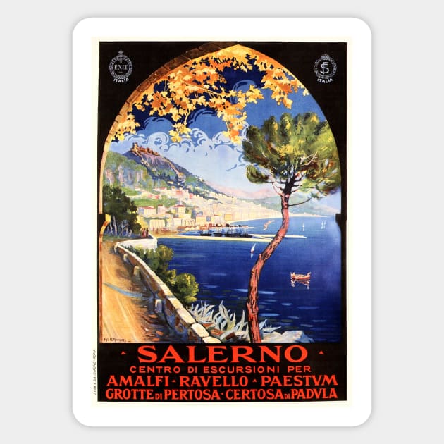 SALERNO Italian Seaside Port City Vintage Italy Travel Sticker by vintageposters